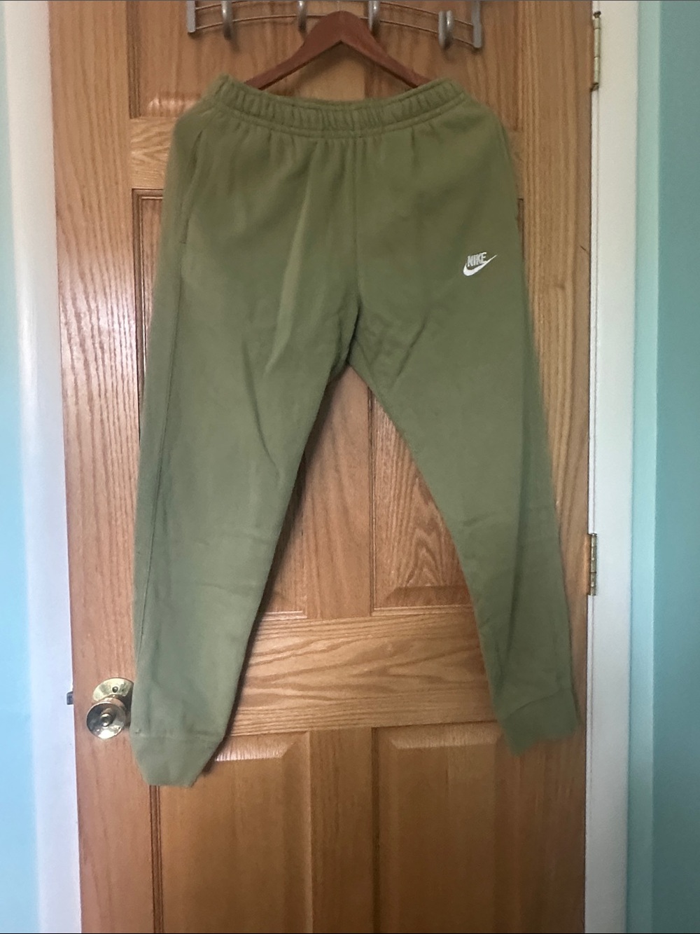 Nike Kids Olive Fleece Joggers with White Logo